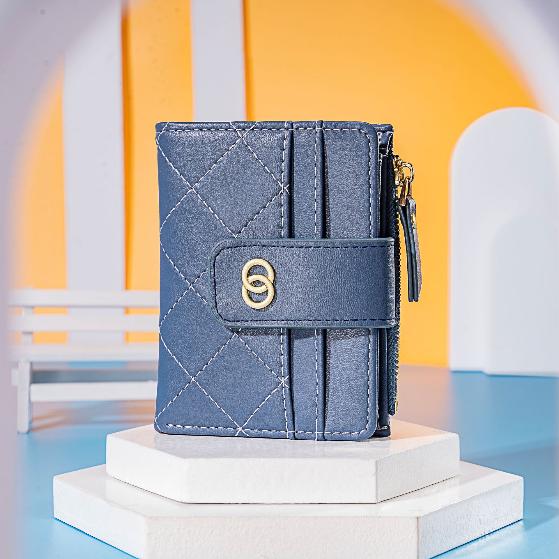 Classic Chanel-style short zipper wallet for ladies, Korean version, multi-slot, versatile and trendy cross-border wallet Specification drawing