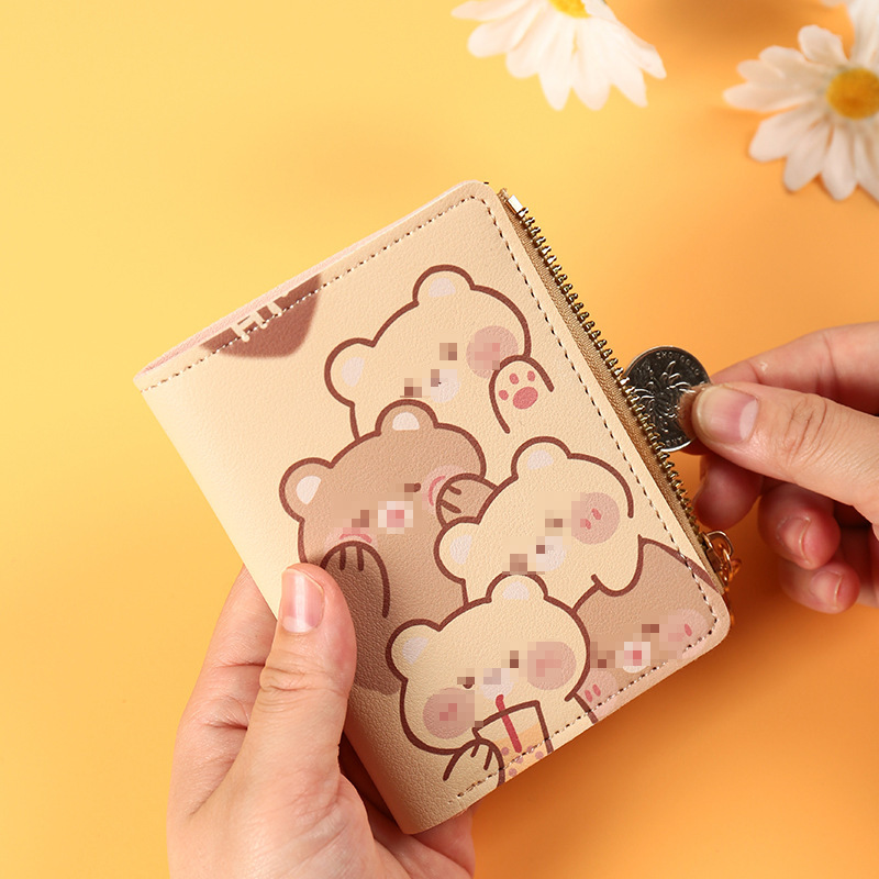 New cartoon bear anime cute short zipper wallet for female students, small and fresh coin purse Specification drawing
