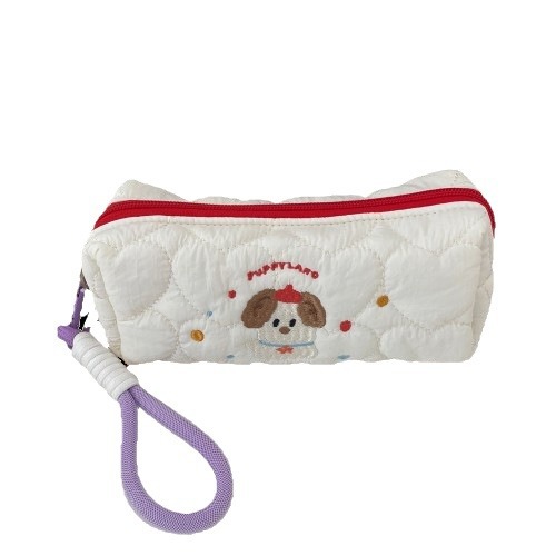 49211 New large-capacity student pen case, portable dog embroidery makeup bag, cartoon casual stationery storage bag Item Picture