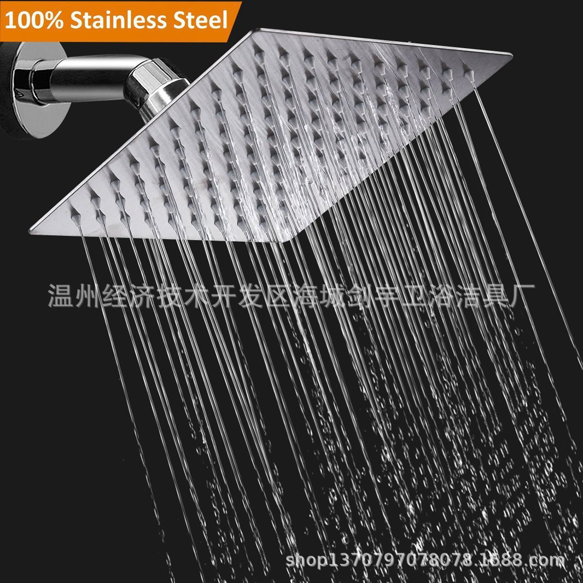 6-inch, 8-inch, 10-inch, 12-inch, 16-inch 201 stainless steel chrome-plated square shower top, pressurized shower head, bathhouse bath pool Specification drawing
