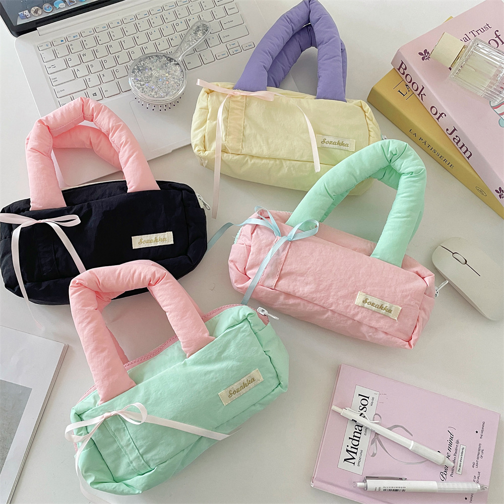 54103 InS-style trendy color-blocking stationery pen case with large capacity, ready to carry your bag, cosmetics and sundries storage bag details Picture