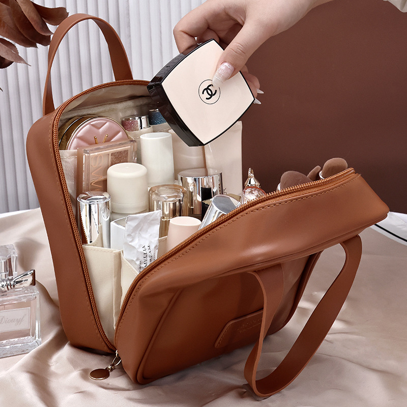 PU handbag, toiletries bag, large capacity for travel, high appearance level, fashionable retro, waterproof, dirt-resistant, simple storage bag Specification drawing