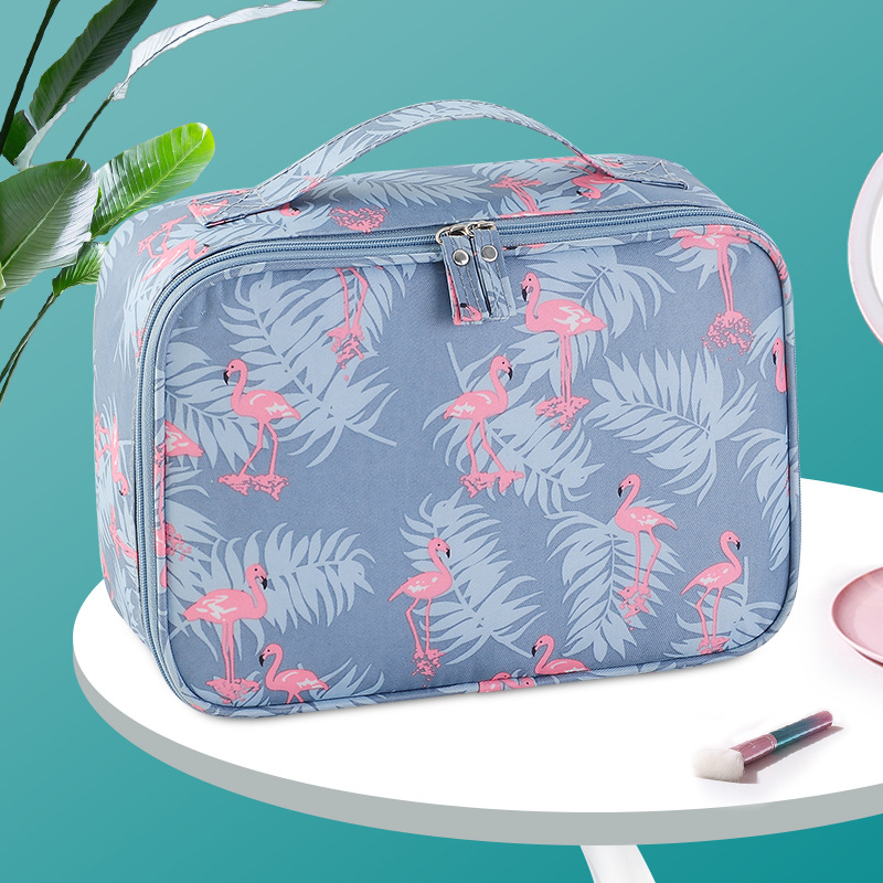 Korean-style travel portable large-capacity makeup bag, Flamingo hand-held cosmetics storage bag, makeup box, toiletry bag details Picture