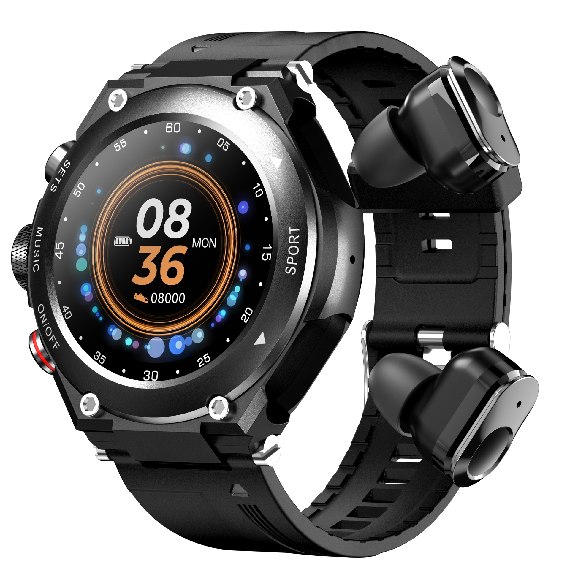 The new T92 color screen smart bracelet, TWS Bluetooth headset, two-in-one sports heart rate health local music bracelet Specification drawing