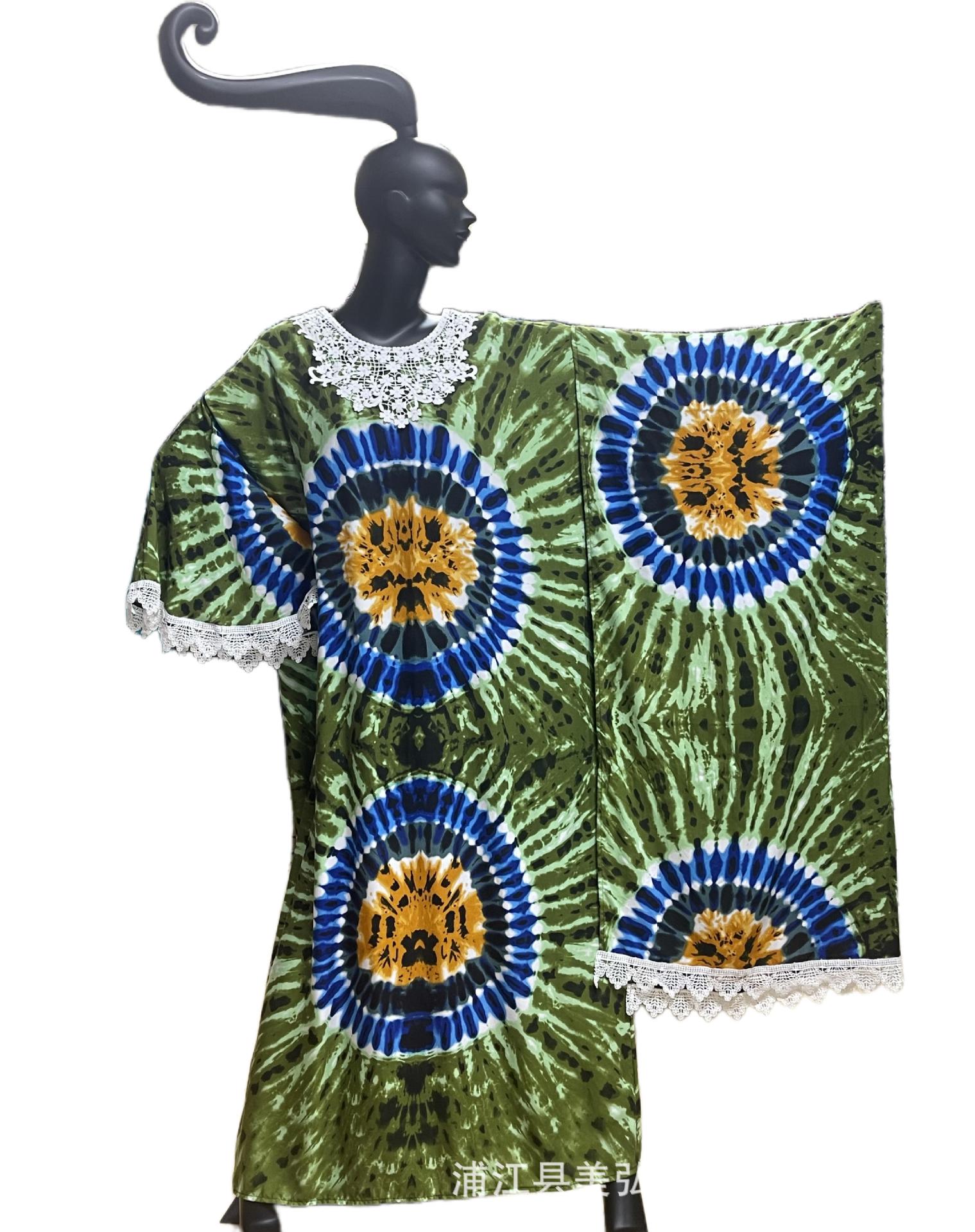 Islamic printed cotton African and European Muslim robe, women's abaya ethnic costume, Abaya robe, women's style, hooded Muslim details Picture