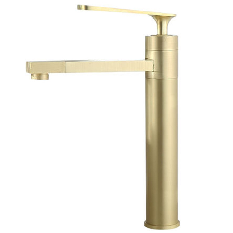 Wholesale of Nordic brushed gold washbasin faucet, single-hole rotatable hot and cold bathroom faucet, brass Item Picture