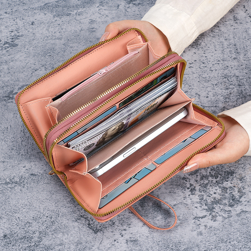 The new women's wallet clutch is fashionable and fresh. It has a large capacity and is a best-selling cross-border mobile coin purse with a diamond-shaped grid details Picture