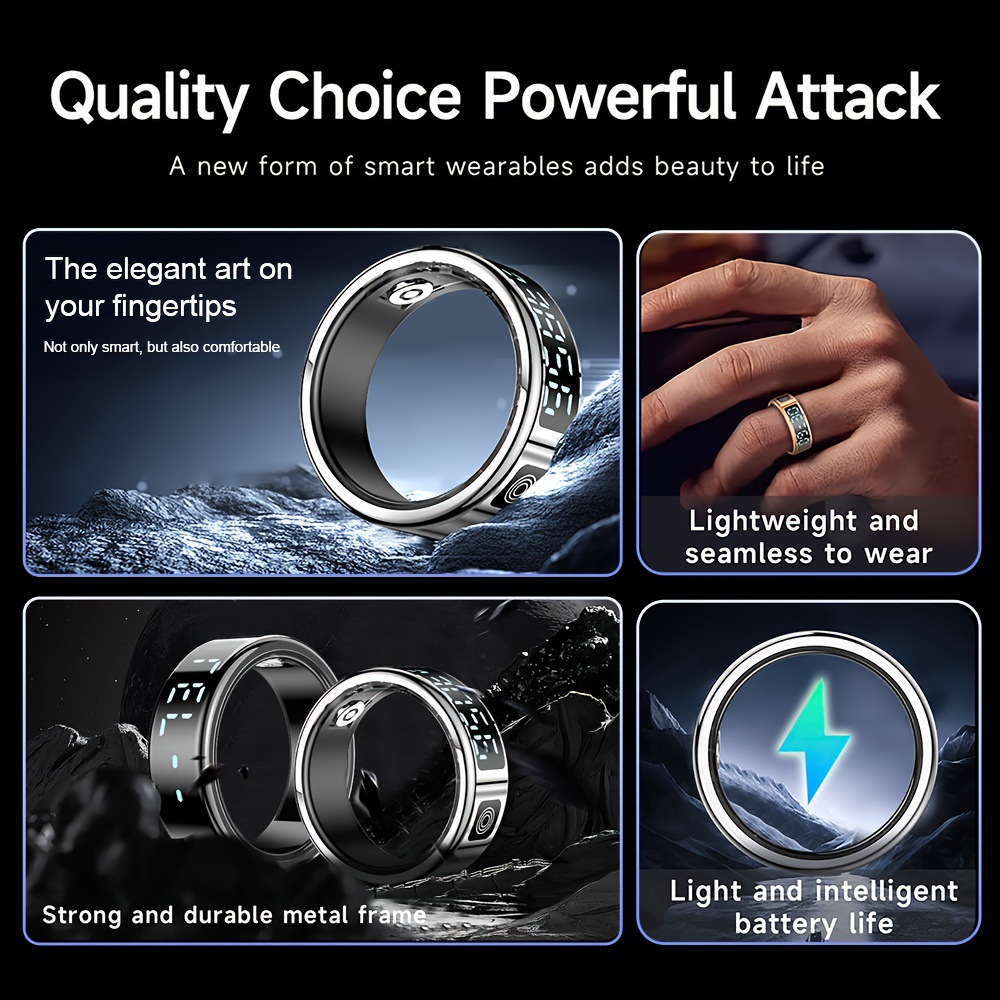 Cross-border private mold SR08 Smart Ring display touch sensing IP68 Heart rate blood oxygen sleep Smart Ring details Picture