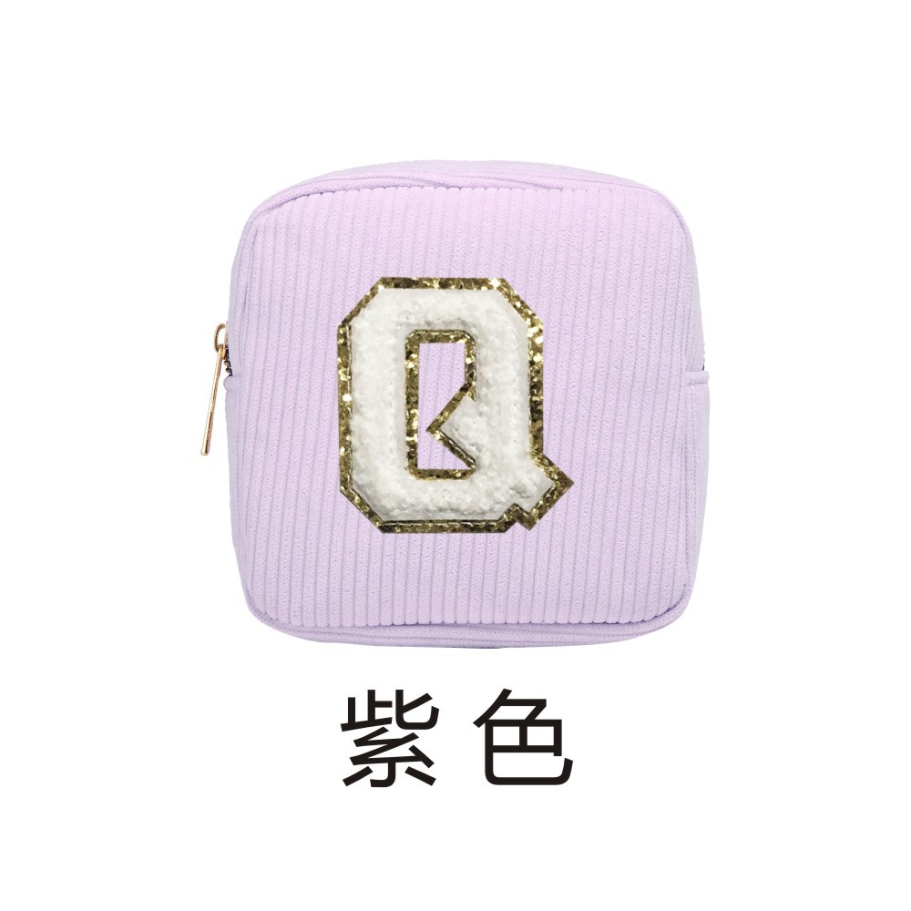 In-stock letter InS-style best-selling corduroy makeup storage bag, Korean-style coin purse, portable lipstick storage bag Item Picture