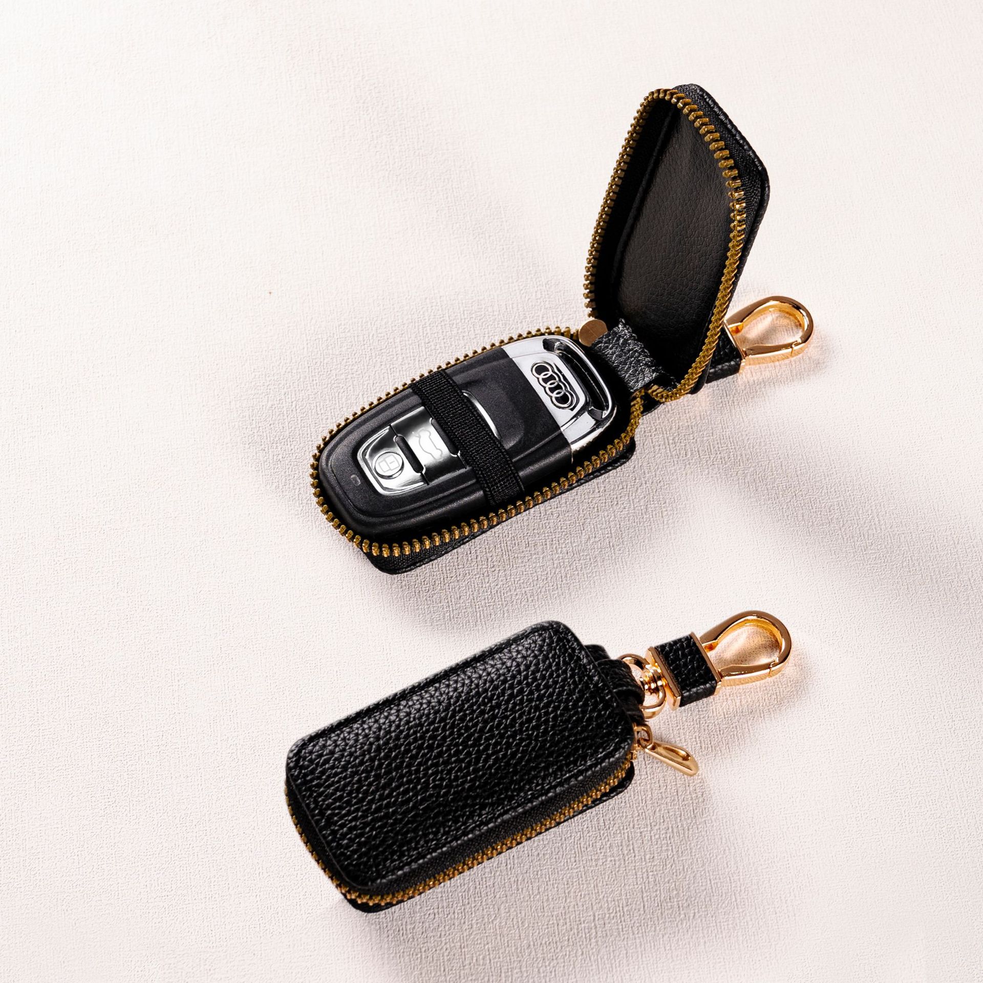 Cross-border fashion and creative zipper-style car key case, small and mini car key storage case, unisex details Picture