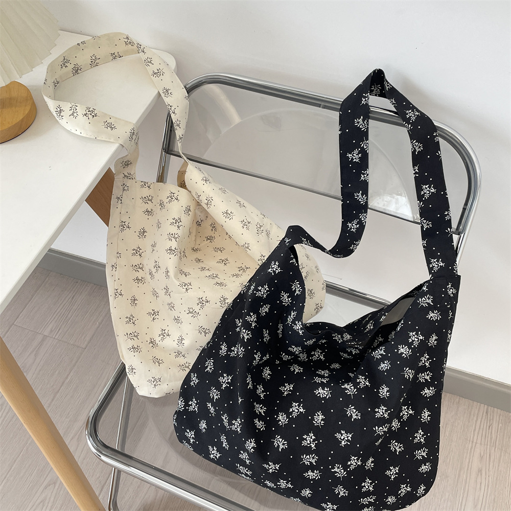5453 Floral canvas bag for women's Spring and summer new casual one-shoulder bag with crossbody and large capacity details Picture
