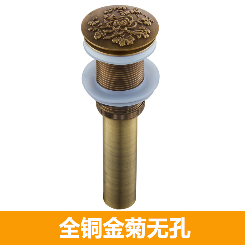 All-copper European-style washbasin drain, pop-up washbasin, washbasin accessories, antique black and gold anti-odor drainage pipe Application Scenario