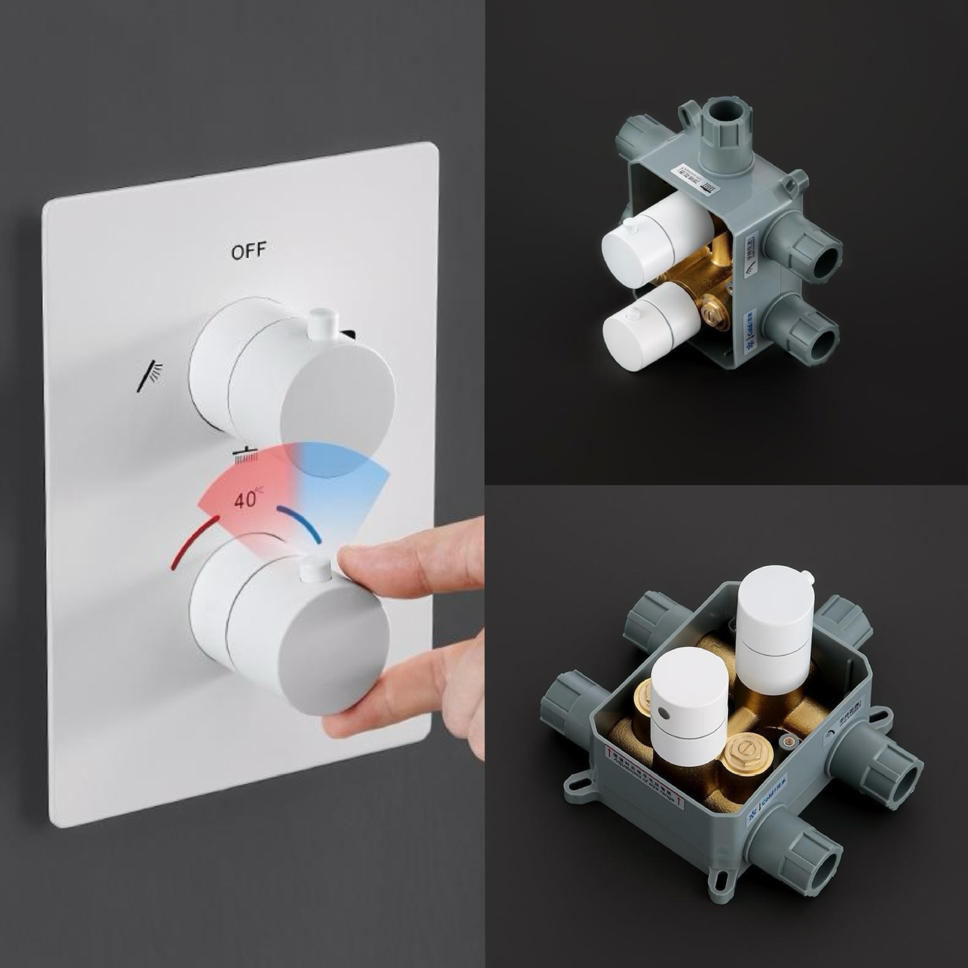 All-copper constant-temperature concealed wall-mounted hidden shower head set, flying waterfall rain shower, bathroom, homestay Specification drawing