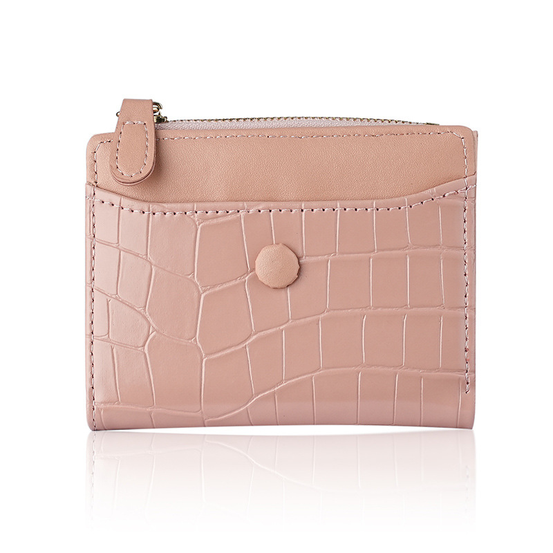 Ailun Cross-border New style spliced student two-discount short wallet, niche creative zipper ID card wholesale coin wallet Item Picture