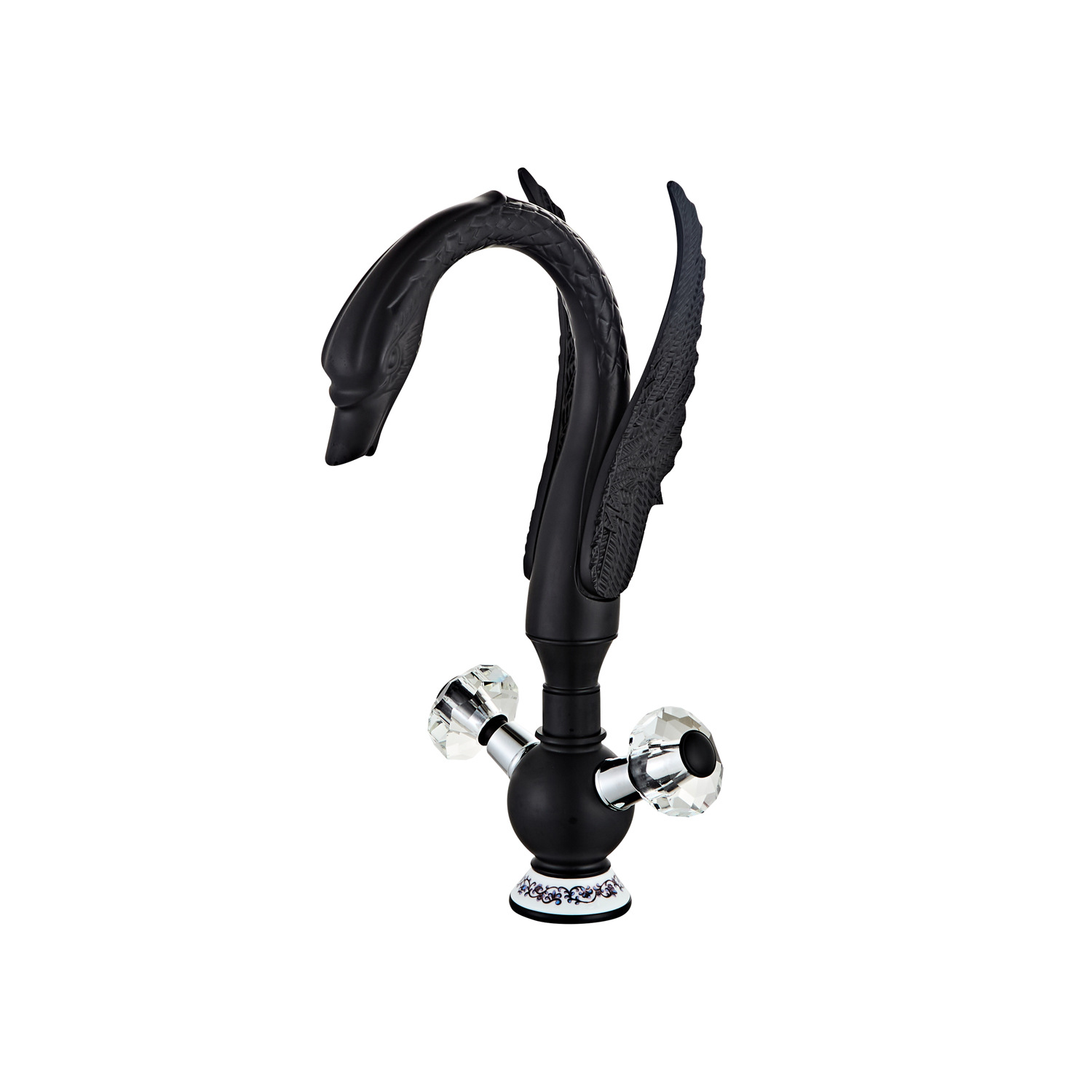 Faucet, golden swan basin, cold and hot water faucet, crystal handle, hotel bathroom, washbasin for washing face and washbasin Item Picture