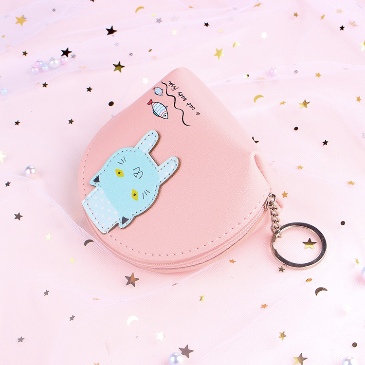 A mini multi-functional zipper card case and coin purse from Korean Instagram, featuring a simple and cute Japanese cartoon style details Picture