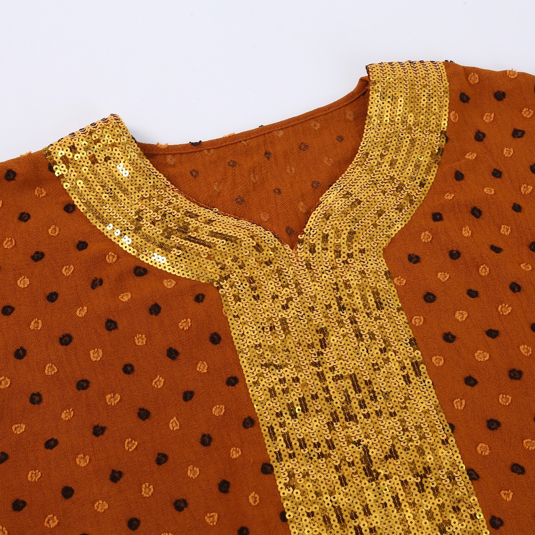 Cross-border Middle East women's long robe clothing, fashionable and form-fitting Muslim long robe with gold foil, simple Dubai women's dress, long robe for women, hooded Muslim Item Picture