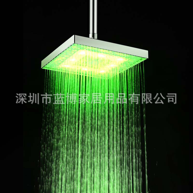 8-inch color-changing top spray ABS square LED top spray seven-color/temperature-sensing three-color shower top spray 8030-C1 Specification drawing