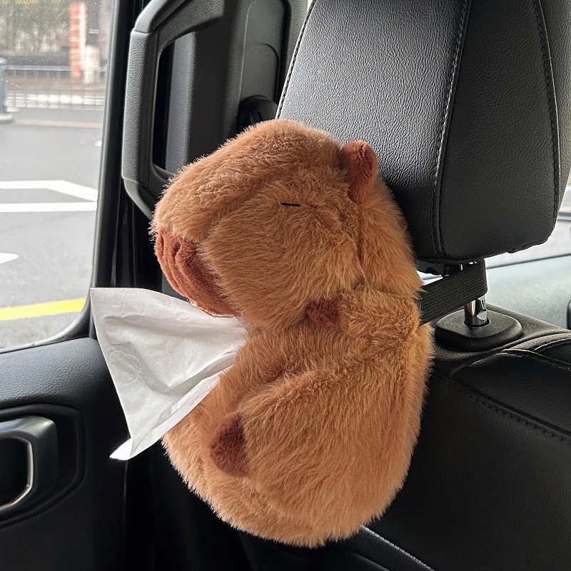 Cute Capibara tissue box, creative fluffy capybara storage box, home desktop storage, car tissue box Application Scenario