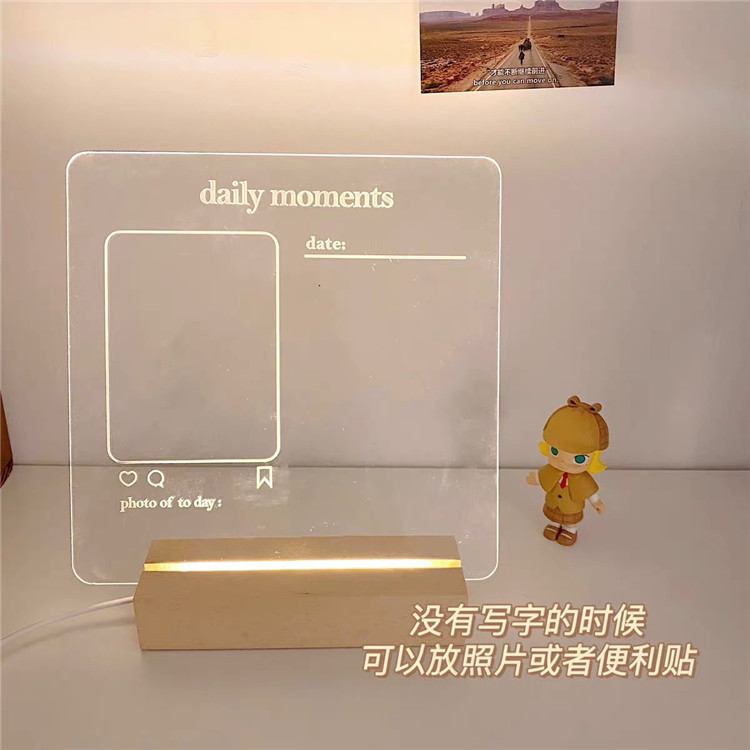Transparent acrylic luminous message board, Korean ins notepad, writing memo, night light, room decoration Application Scenario