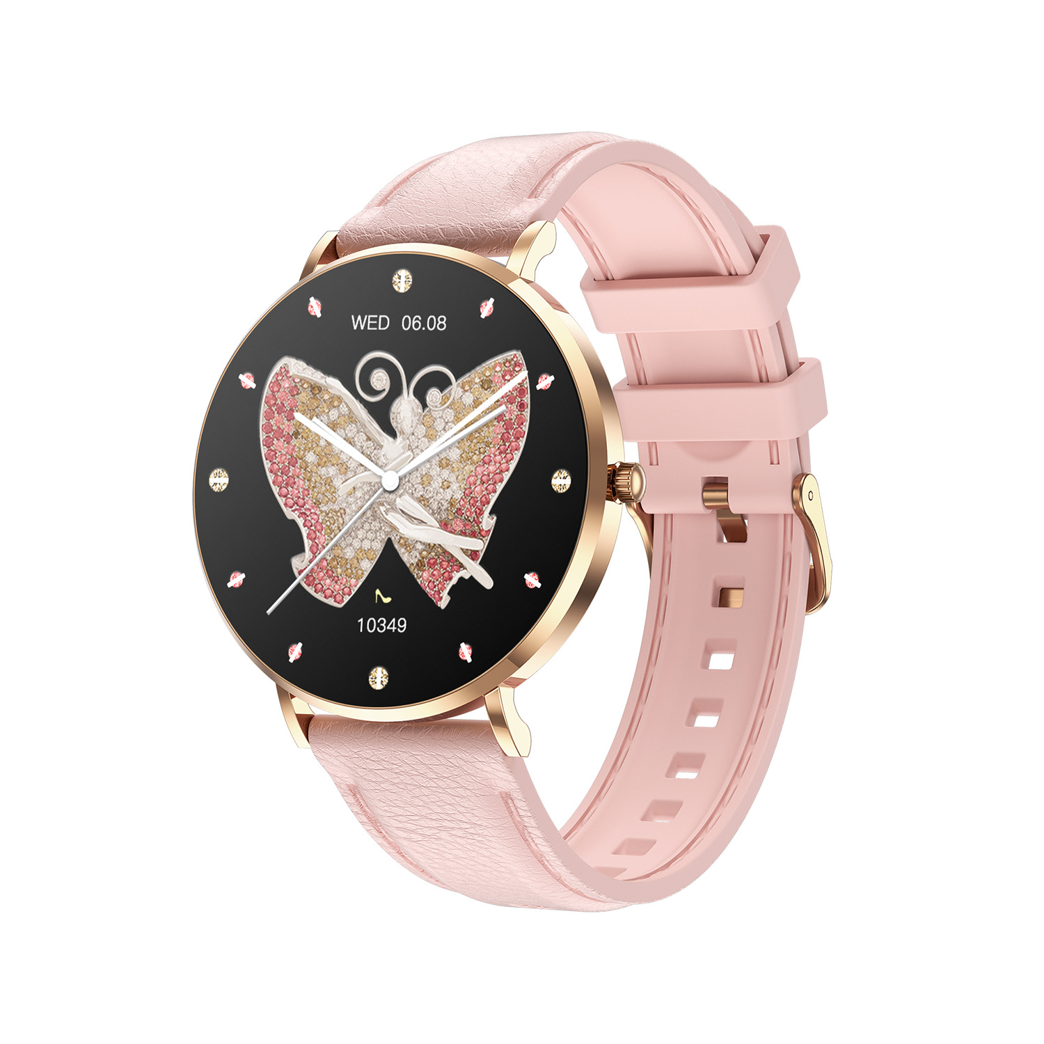 The new T8pro ultra-thin Bluetooth communication smartwatch features a 1.36AMOLED screen with a constantly lit heart rate and blood pressure for women Specification drawing