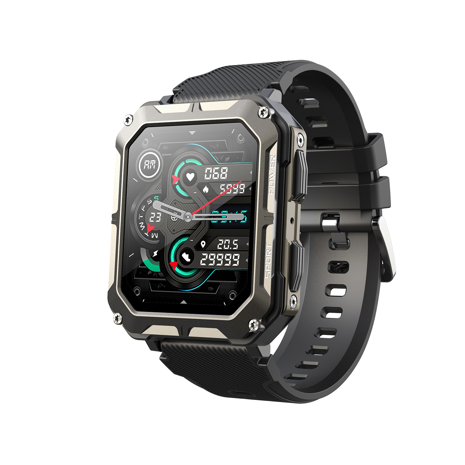 The cross-border outdoor three-proof C20pro smart bracelet watch features 1.83 steps for sports, Bluetooth call, heart rate, and water resistance details Picture