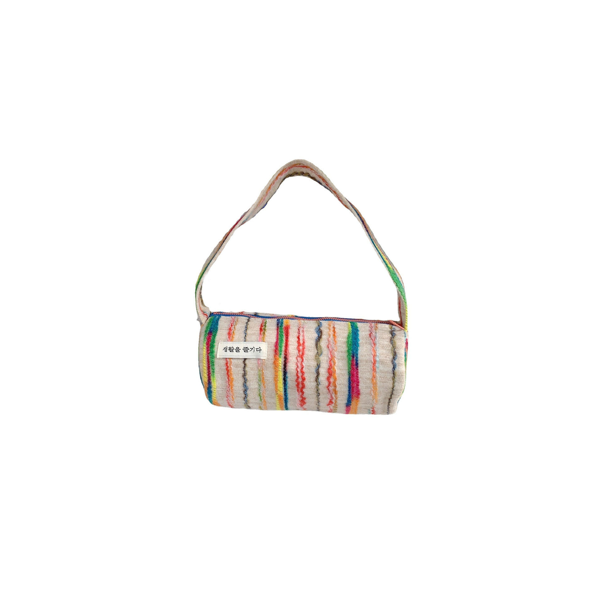【 In Stock 】28112ins Korean version rainbow striped single-shoulder bag, women's small shoulder bag, shopping bag, casual tote bag Item Picture