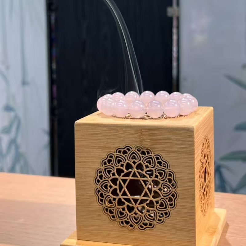 国潮系列经典新中式优雅浅粉色翡翠玻璃闪亮清凉大女主手串104145