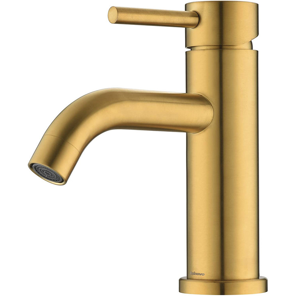 Cross-border 304 stainless steel washbasin faucet, brushed gold, cold and hot, bathroom washbasin, household single-hole faucet Item Picture