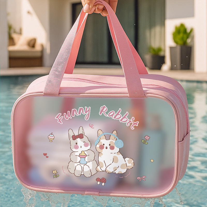 Cartoon toiletries bag with dry and wet separation, waterproof for bathing, large-capacity swimming storage bag, makeup bag, women's fitness swimming bag Specification drawing
