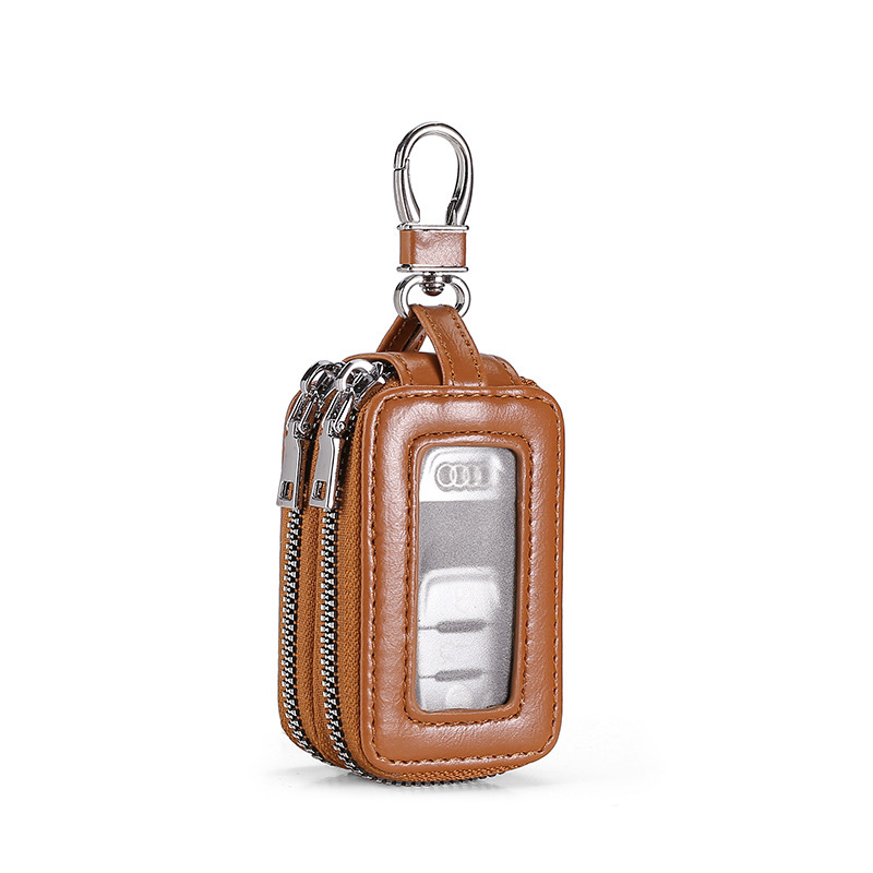 High-end mirror window men's and women's double-layer car remote control zipper key case, general car key case, a bestseller in foreign trade Item Picture
