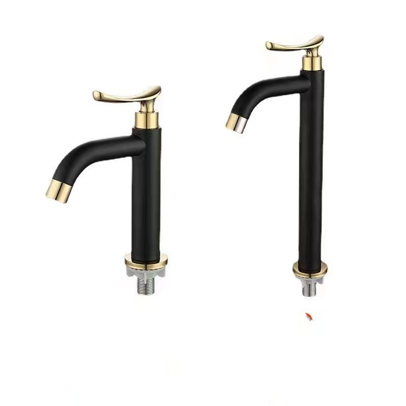 Nordic 304 stainless steel single-cooling washbasin faucet, bathroom cabinet, black gold single-cooling countertop faucet Item Picture