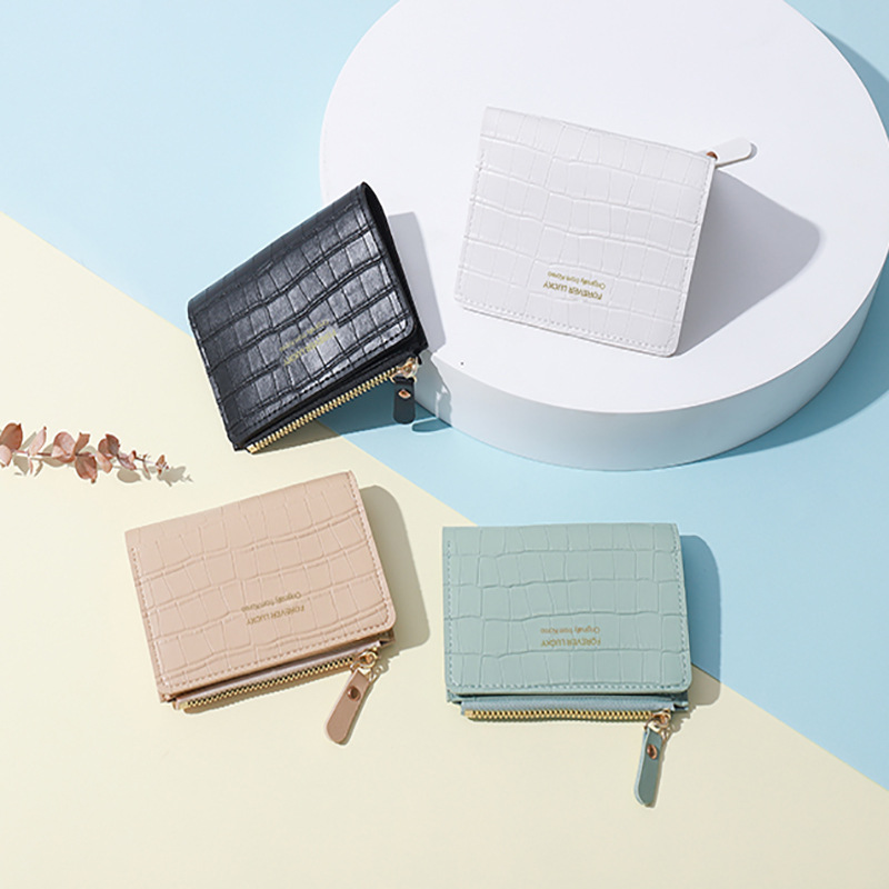 New wallet 2025 Summer card case leather texture solid color simple cross-border Wallet zipper coin purse wholesale Specification drawing