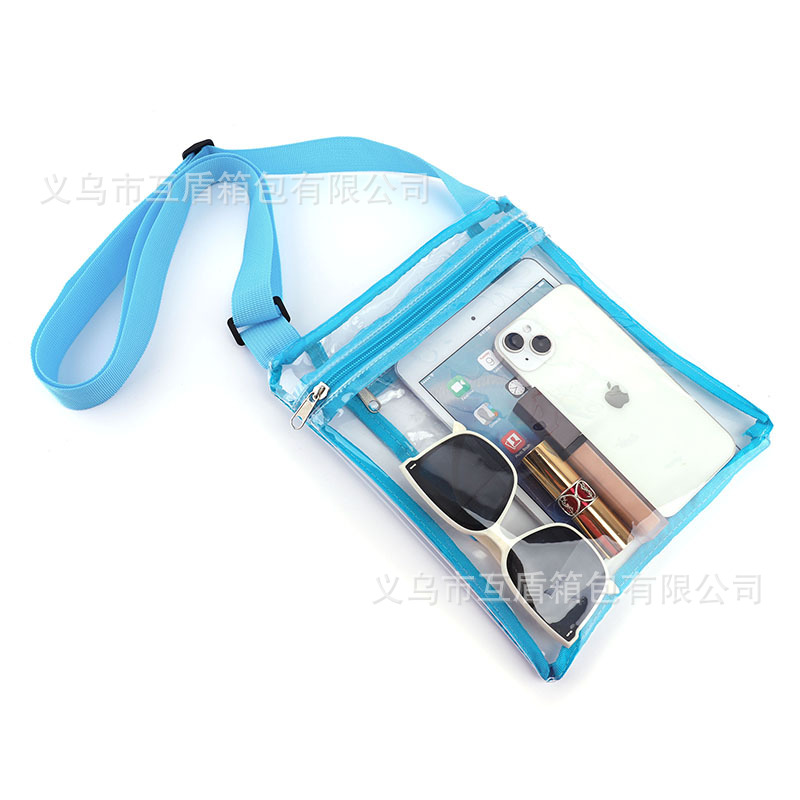 Customized European and American PVC transparent single-shoulder crossbody bag, portable waterproof shopping bag, multi-functional beach storage file bag details Picture