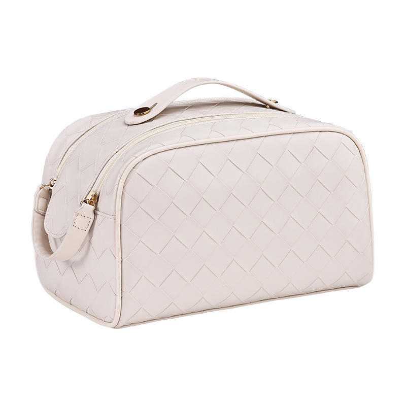 pu portable hand-held makeup bag, large capacity, high-end feel, ins style, niche cosmetics storage bag, minimum order quantity one Item Picture