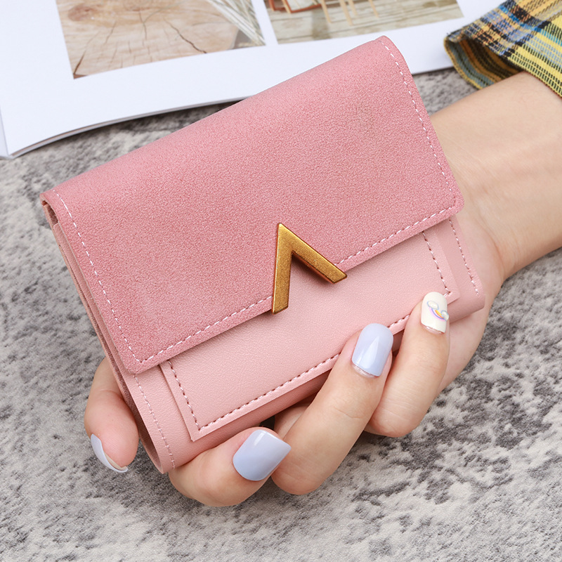A new Korean-style three-fold women's wallet, short retro card case, PU faux leather, simple folding student wallet for women full figure