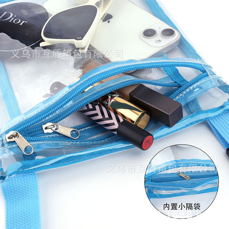 In-stock European and American PVC transparent single-shoulder crossbody bag, portable waterproof shopping bag, multi-functional beach storage file bag Item Picture