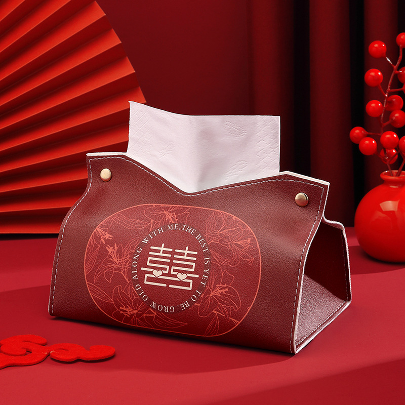 New Chinese-style creative wedding tissue box, red festive wedding candy box, storage box, celebration tissue box, car bedroom Specification drawing