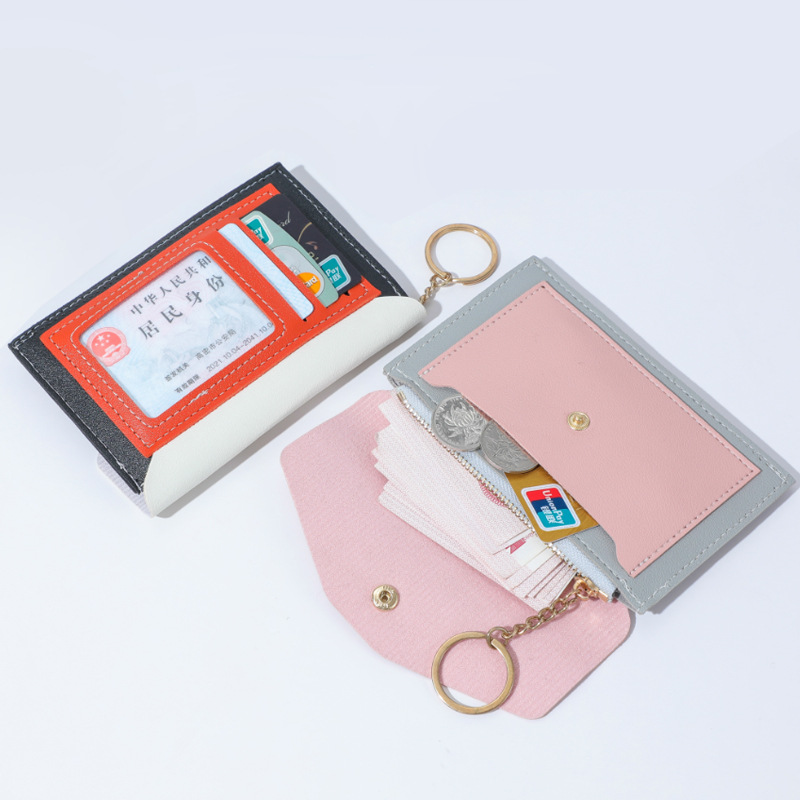 New envelope bag, card bag, women's wallet, simple and fashionable bag, color-blocking and color-blocking zipper coin purse, women's ins details Picture