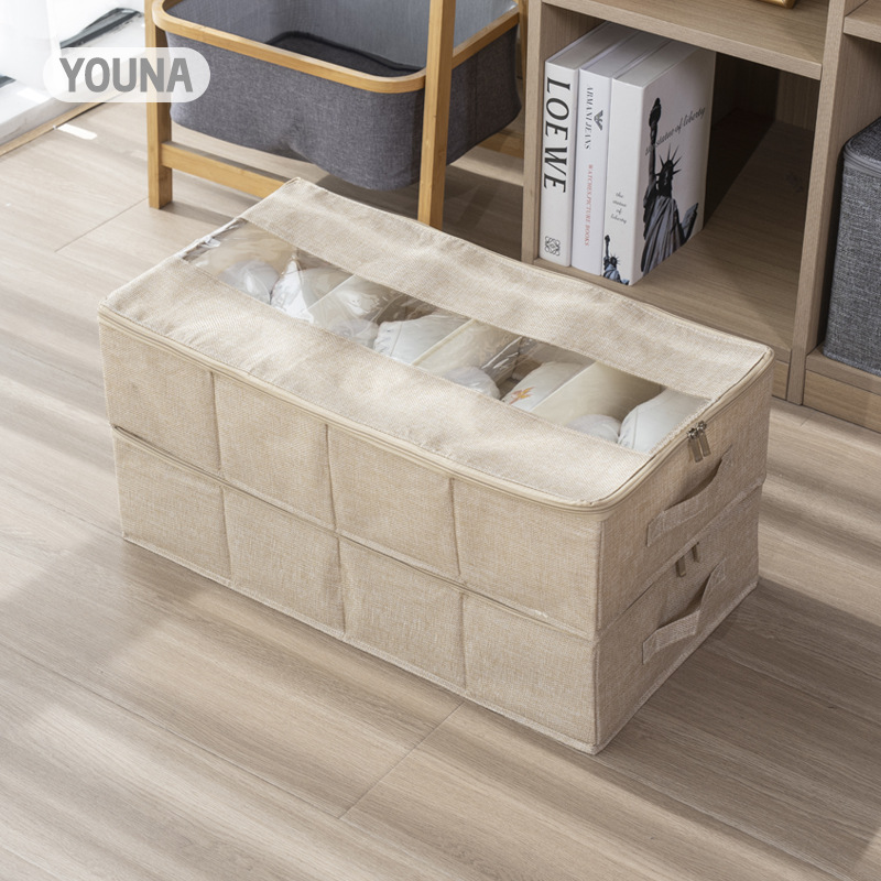 Cross-border detachable shoe box fabric bed bottom with cover folding storage box, transparent cover multi-compartment organizing box, storage wonder Specification drawing