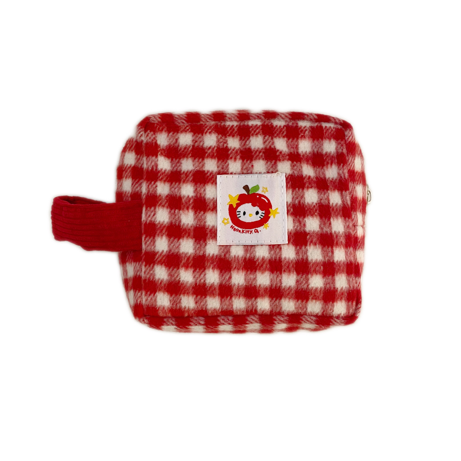 New red checkered storage bag, cute Ins-style square toiletry bag, portable travel essential makeup bag for women Item Picture