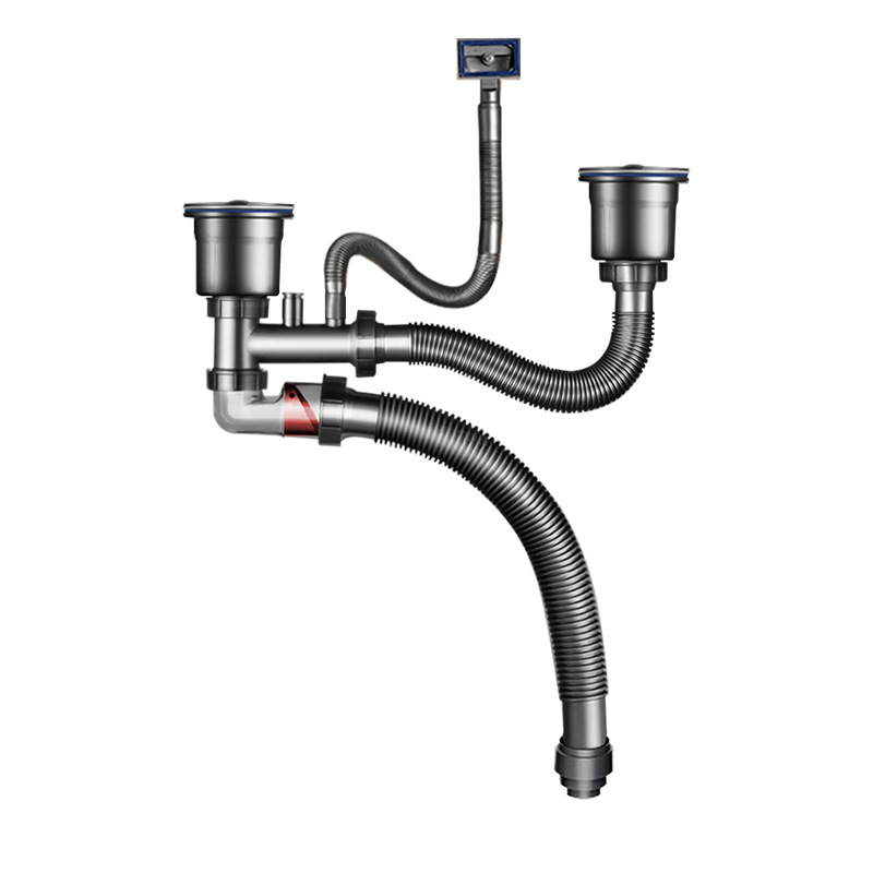 Factory wholesale kitchen sink drain pipe fittings, pipe fittings, sink space-saving, anti-odor drain sets Item Picture