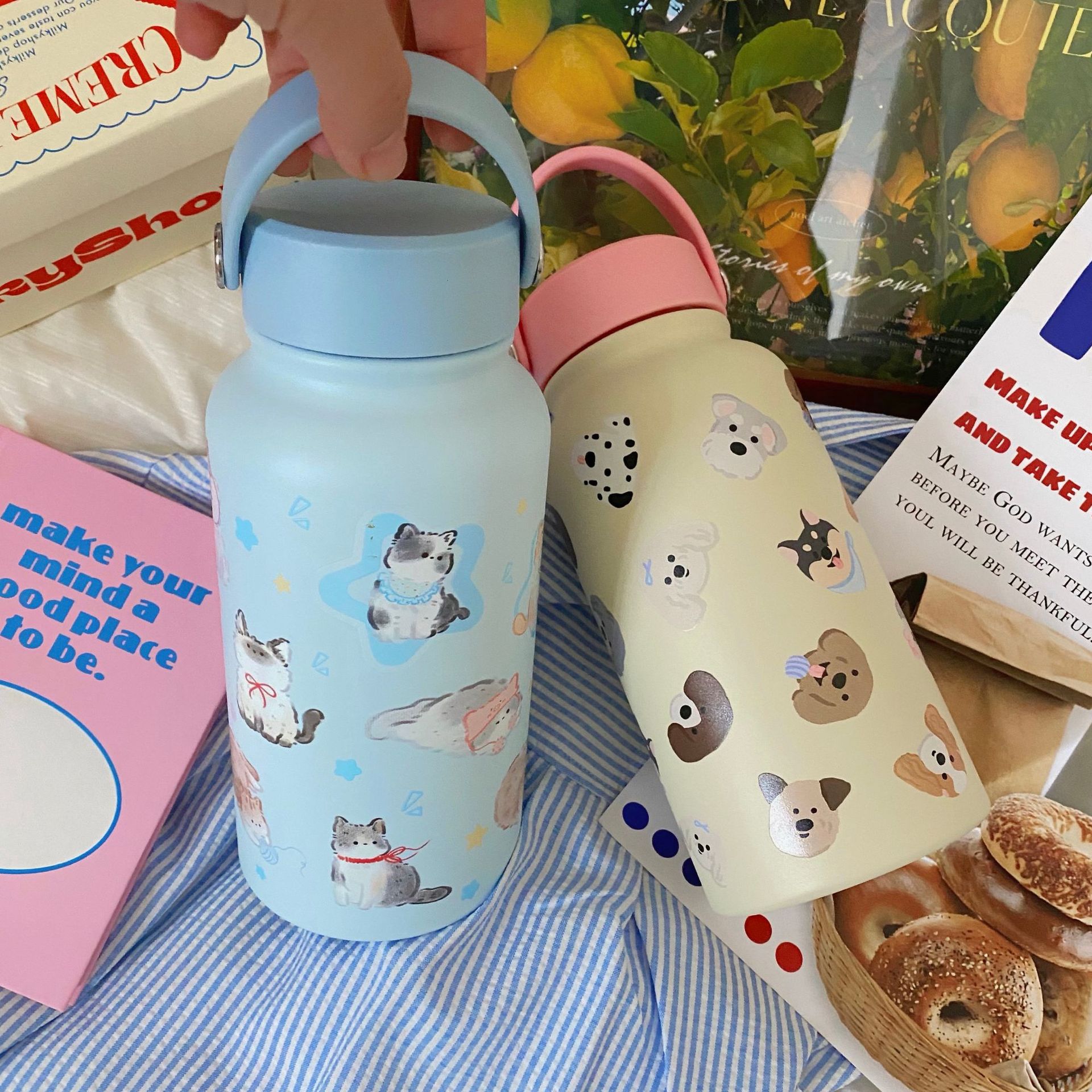 Original ~ Cute insulated cup, high school girls' appearance level Stainless steel water cup, portable large-capacity coffee cup, student cup Specification drawing