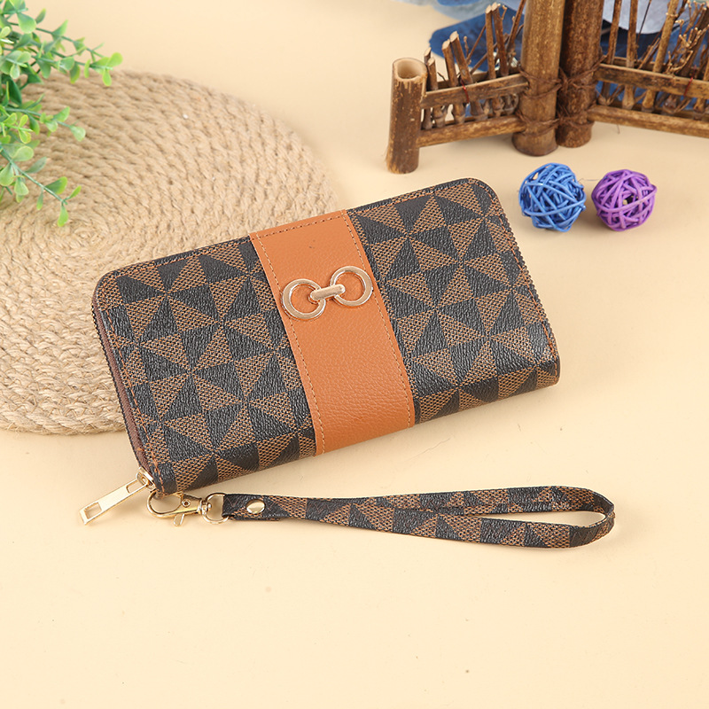 New wallet print splicing lightweight portable large-capacity clutch, multi-functional zipper clutch details Picture