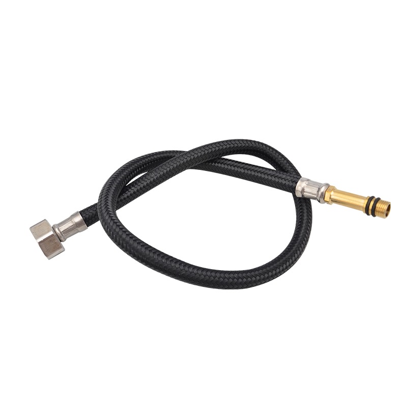 Reference bathroom 304 stainless steel wire braided water inlet hose, 4-inch thickened high-pressure resistant explosion-proof cold and hot water inlet and outlet pipe details Picture