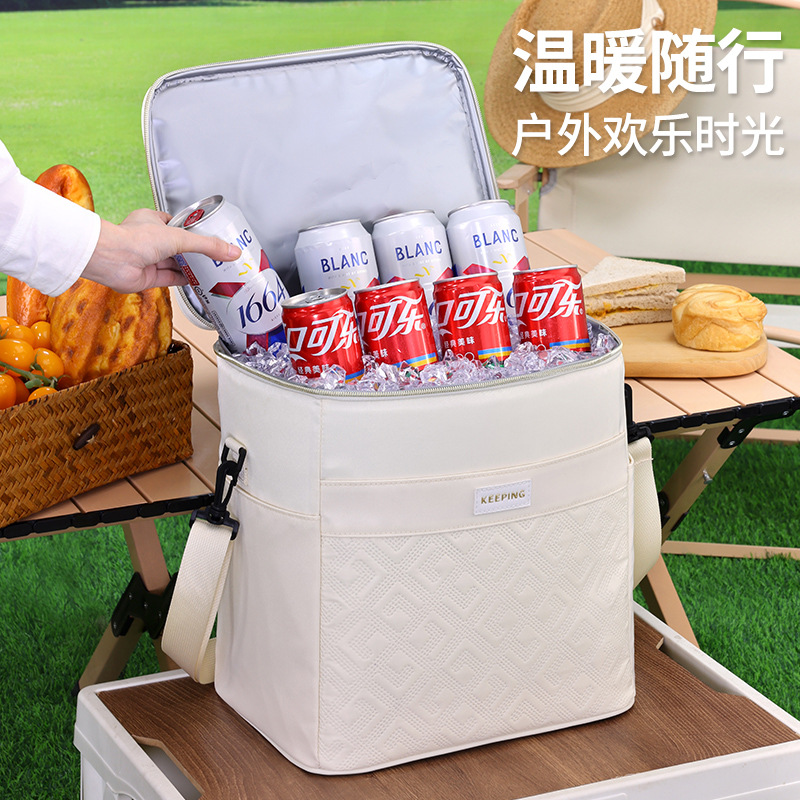 Geyun Square large-capacity lunch bag, high appearance level outdoor insulated bag, spring outing lunch box bag, PEVA waterproof camping details Picture