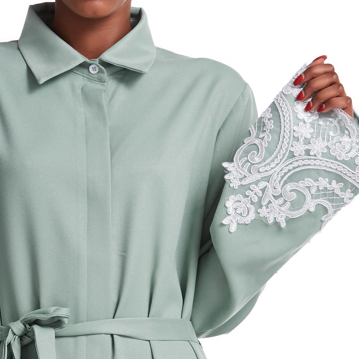 Cross-border best-selling Middle Eastern Muslim long-sleeved embroidered robes, women's Arab long cardigan, ethnic clothing, casual wear, abaya robes, women's hooded Muslim Specification image