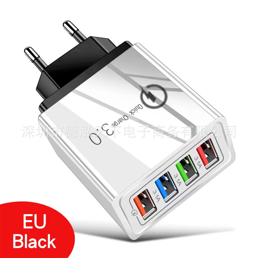 4USB mobile phone multi-port charger, 5V2A power adapter, travel wall charger plug, European, American and British standard charger head wholesale Application Scenario