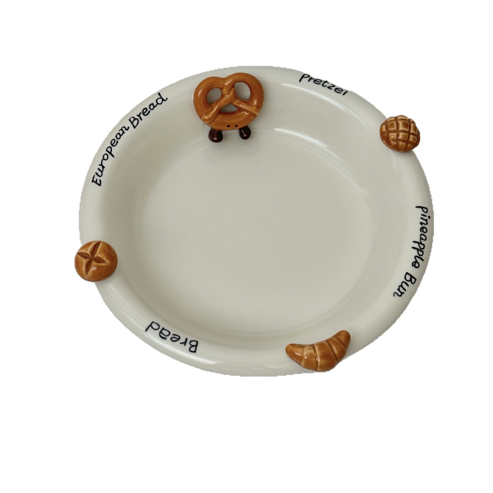 Alkaline water croissant relief ceramic bowl, household high-quality appearance tableware, cute rice bowl, dessert bowl, pastry and pasta plate Item Picture