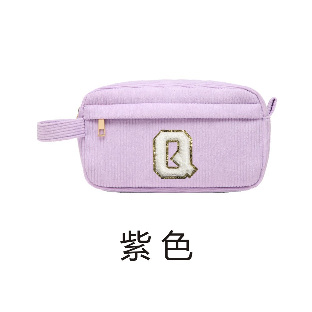 Customized letter corduroy makeup bag, fashionable and simple mini portable cosmetics lipstick hand-held storage bag Item Picture